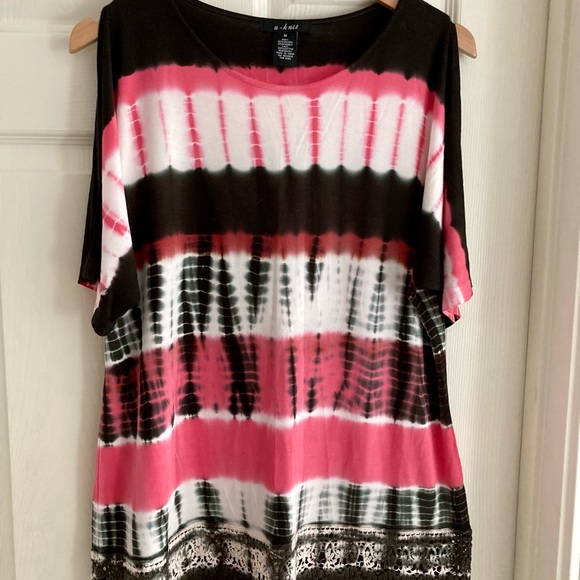 Tie Dye Cold Shoulder Tunic Top Size M - Picture 1 of 4
